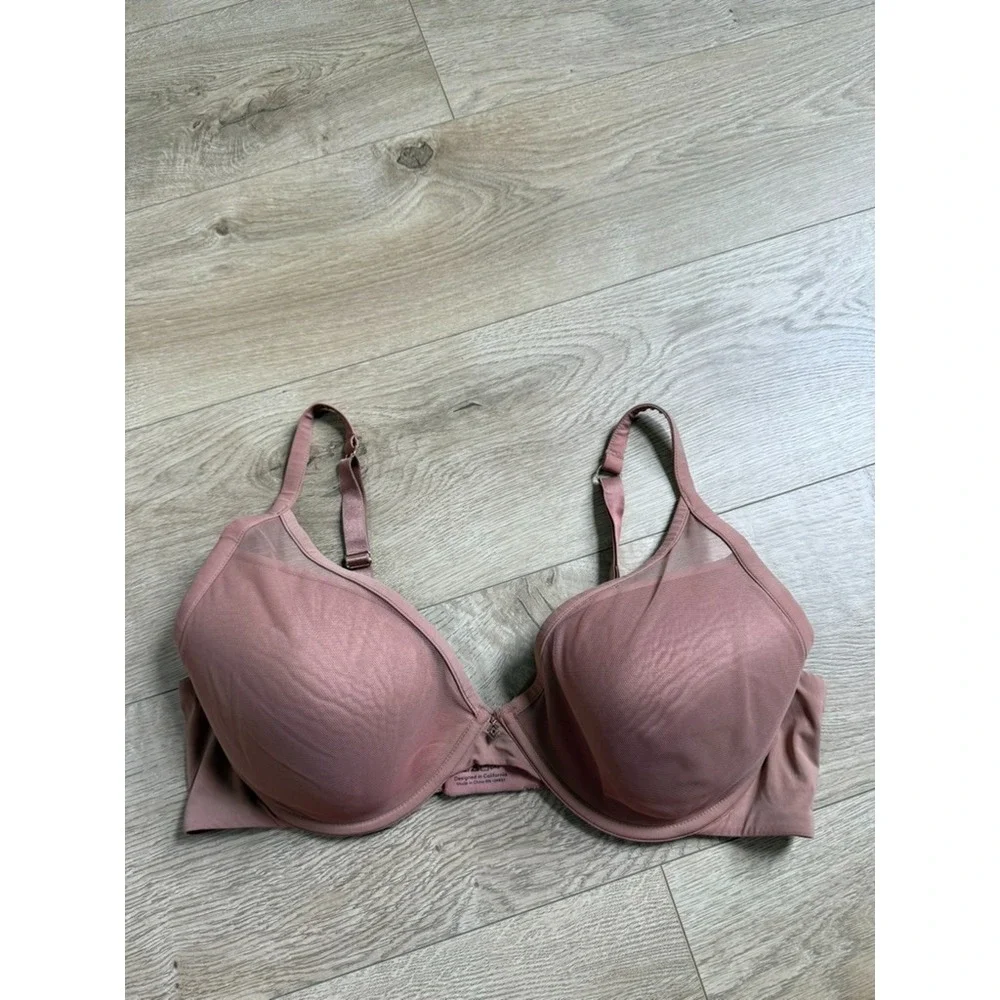 ThirdLove 24/7 Classic Contour Plunge Bra Mesh Underwire Lined‎ Taupe size 38D
